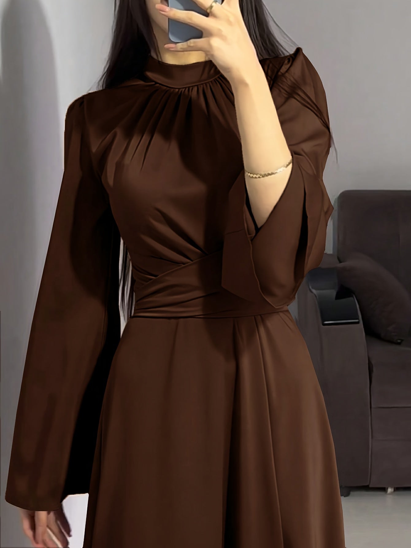 Chic Polyester Fit & Flare Dress – Timeless & Feminine