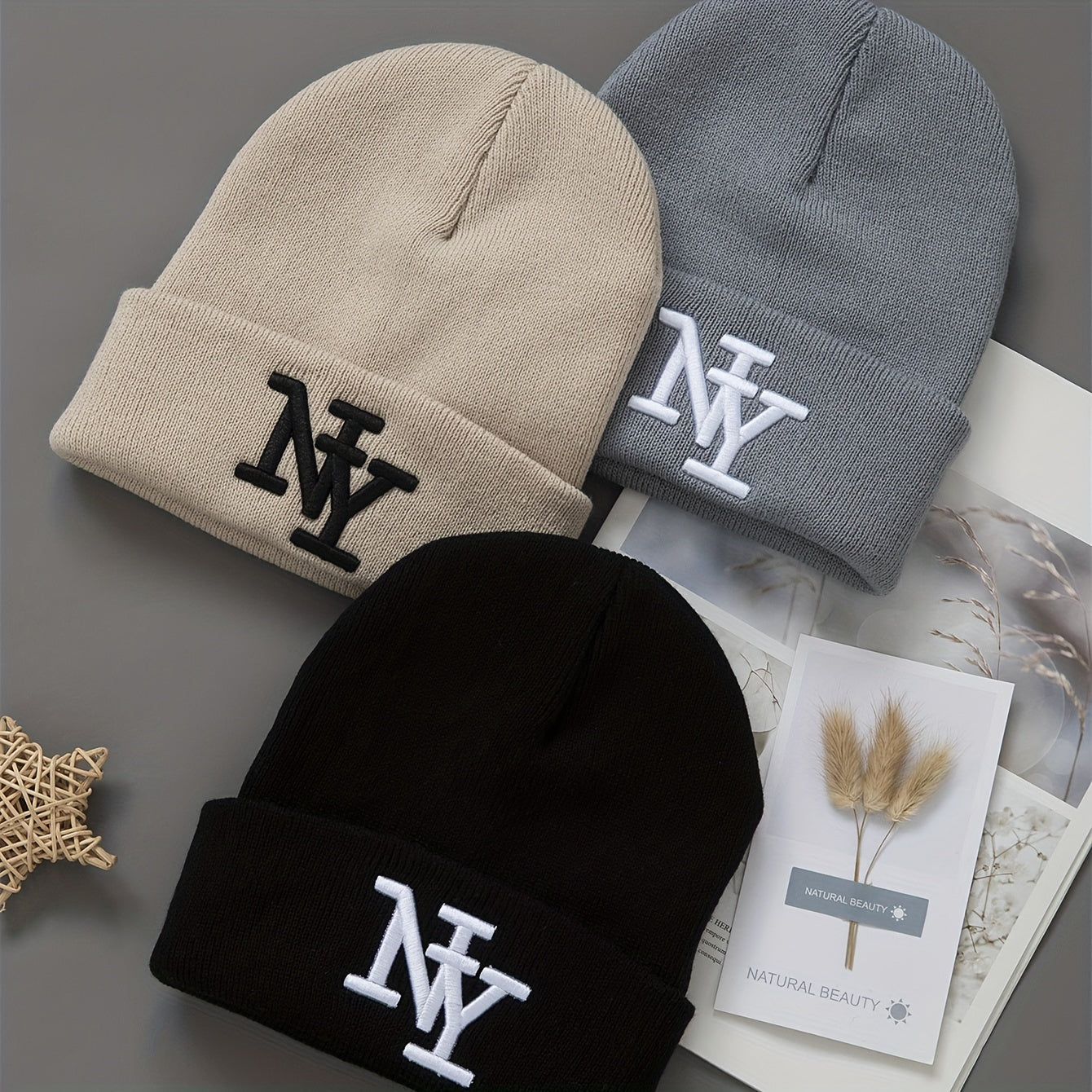 3-Pack Unisex Winter Beanie – Warm Solid Color Hat