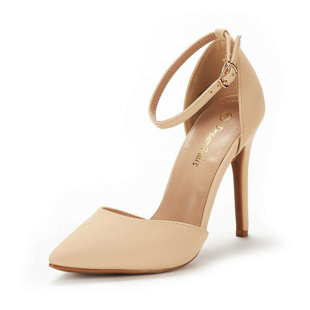 Women's Pointed Toe Ankle Strap High Heel Stiletto Pumps Wedding Dress Shoes Pumps Closed Toe Heels Stiletto High Heels Dress Shoes for Women Wedding Prom Dressy Party Bridal Shoes Trendy Strappy Pointed Toe Ankle Strap Heels