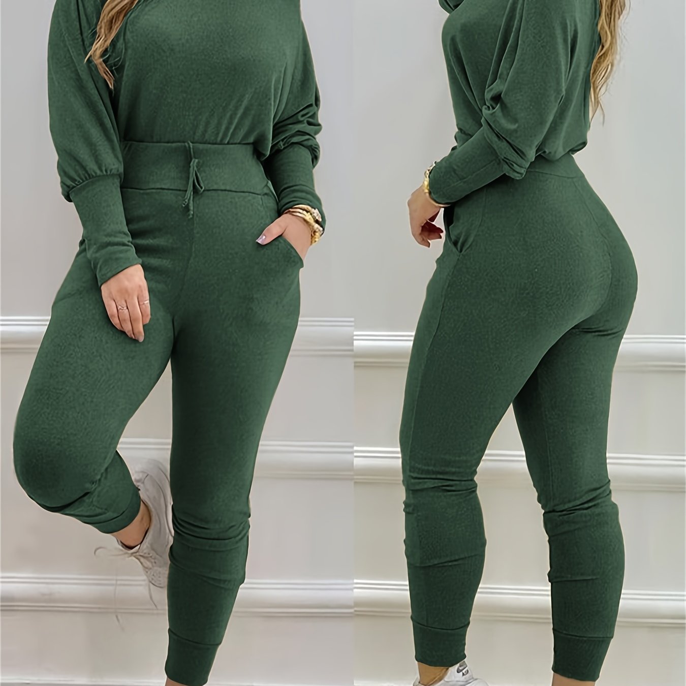 Blazer Set with Lace-Up Tights – Army Green Outfit