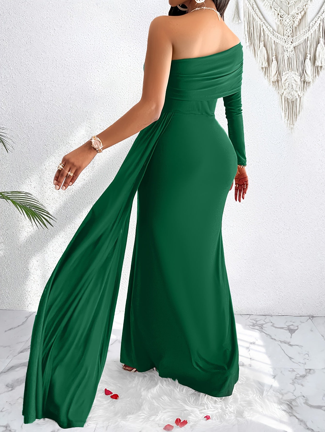 One-Shoulder Bodycon Swing Dress
