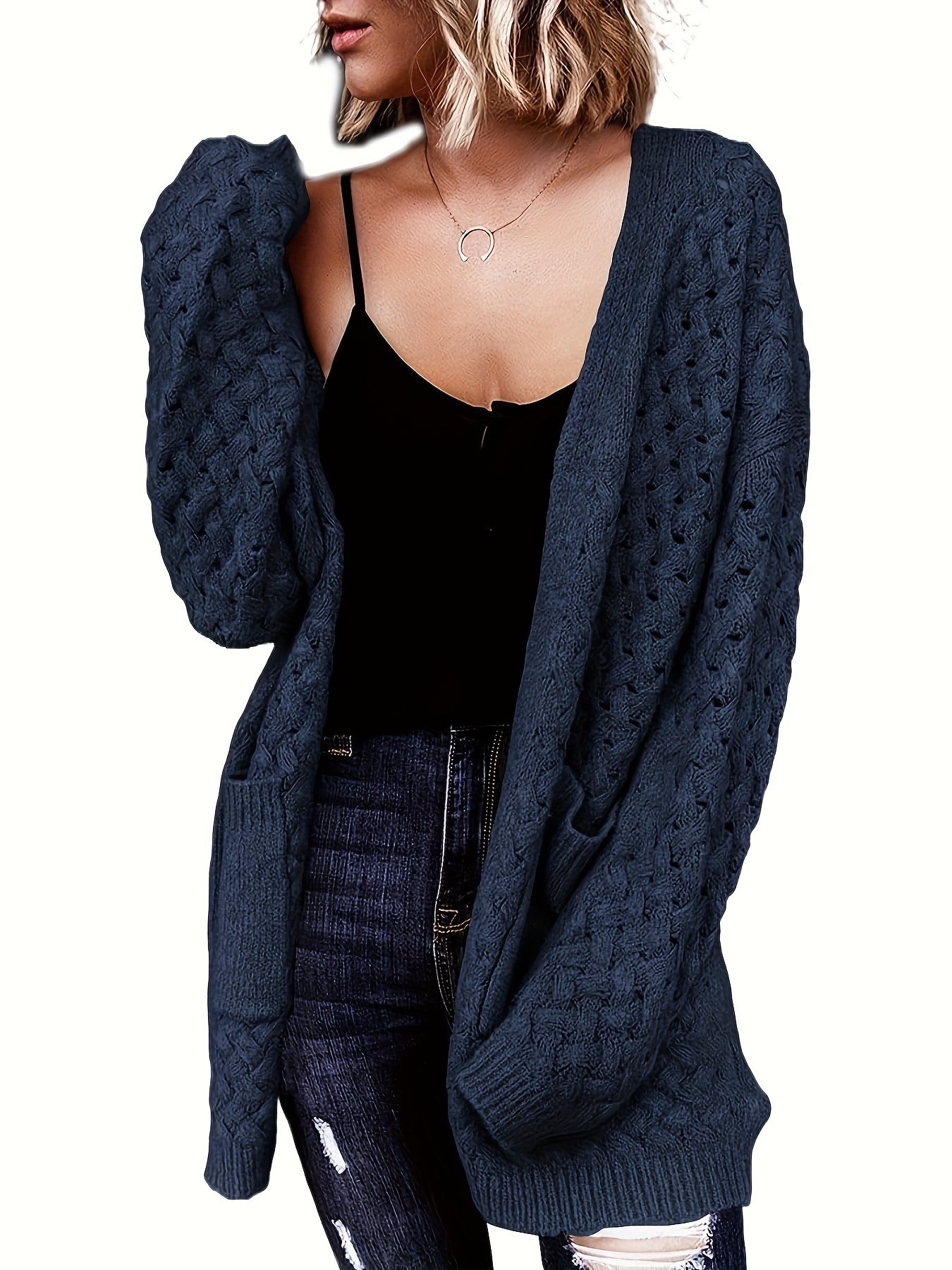 Cozy Longline Cardigan – Women's Casual Open Front Button-Up Sweater