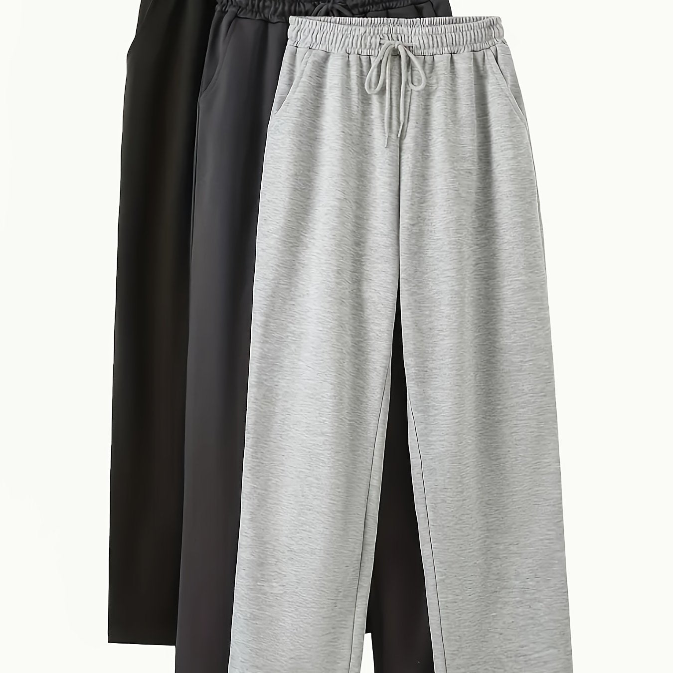 3pcs Women’s High-Waisted Casual Joggers Set – Drawstring Waist, Elastic Cuffs & Side Pockets