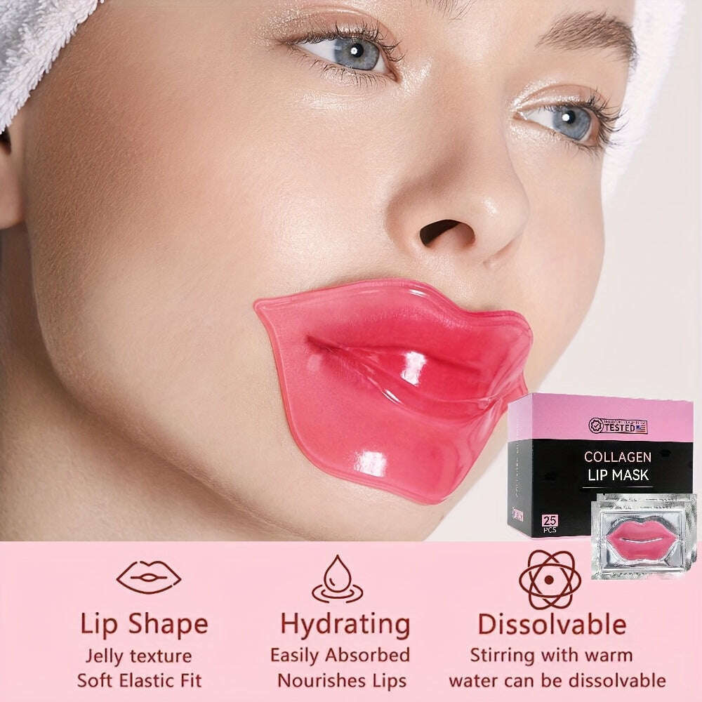 25 Pairs Daily Moisturizing Collagen Pink Lip Masks