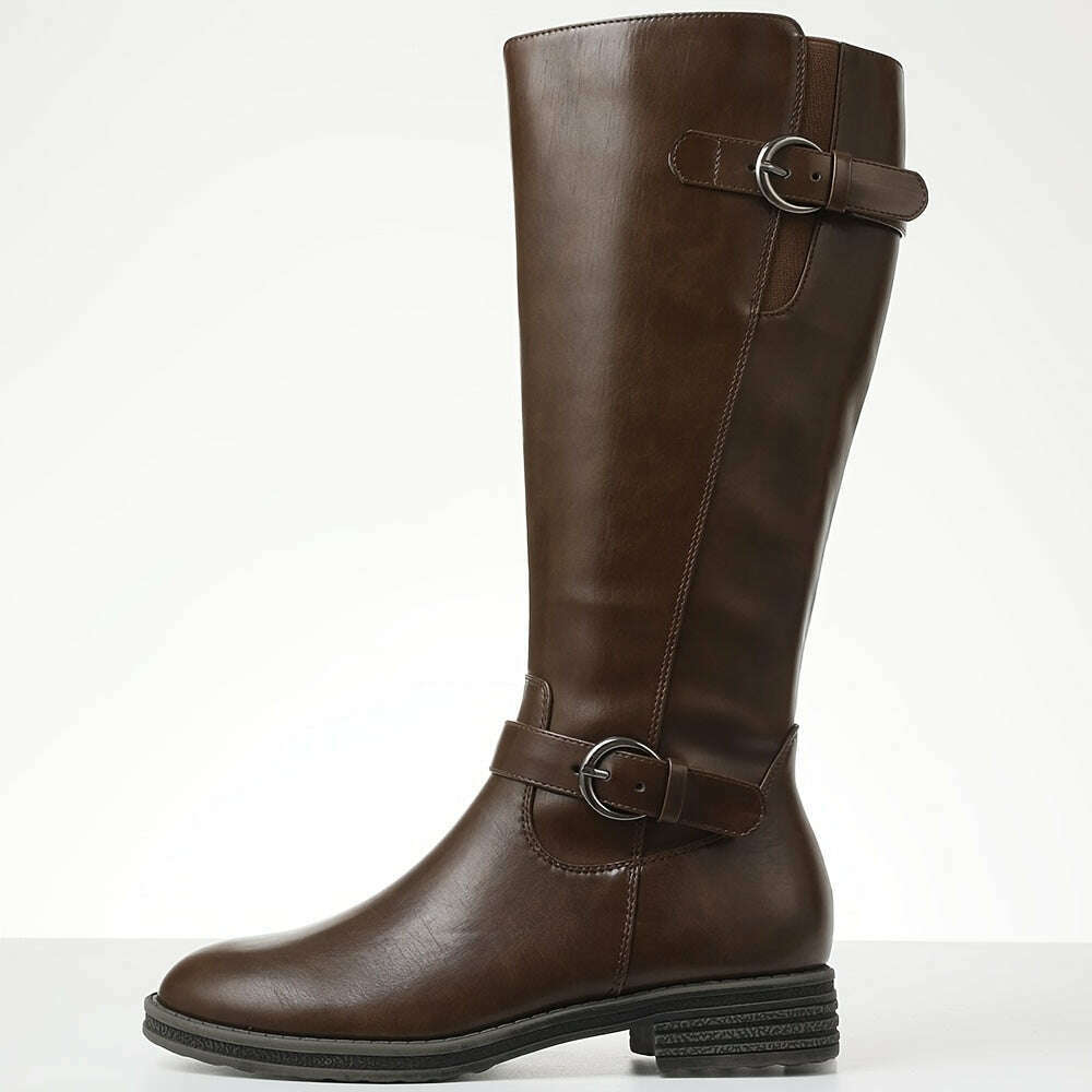 Thick Heel High Top Riding Boots