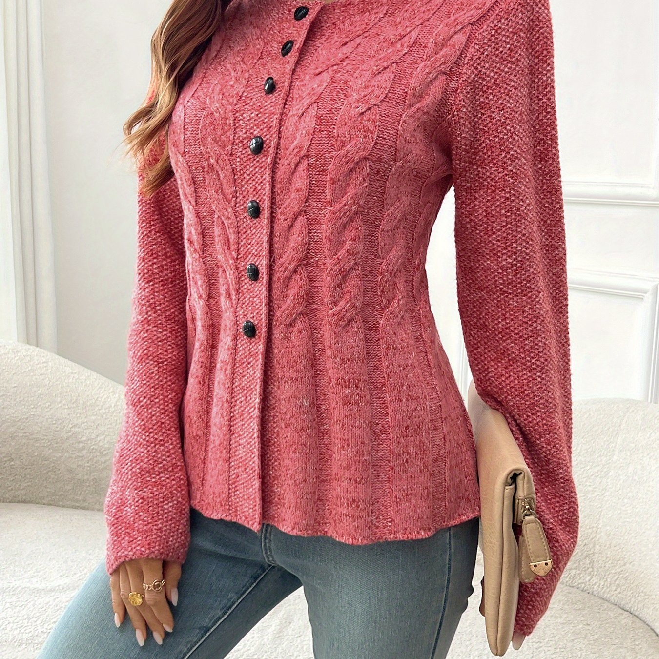 LUNE Front Button Cardigan – Casual Long Sleeve