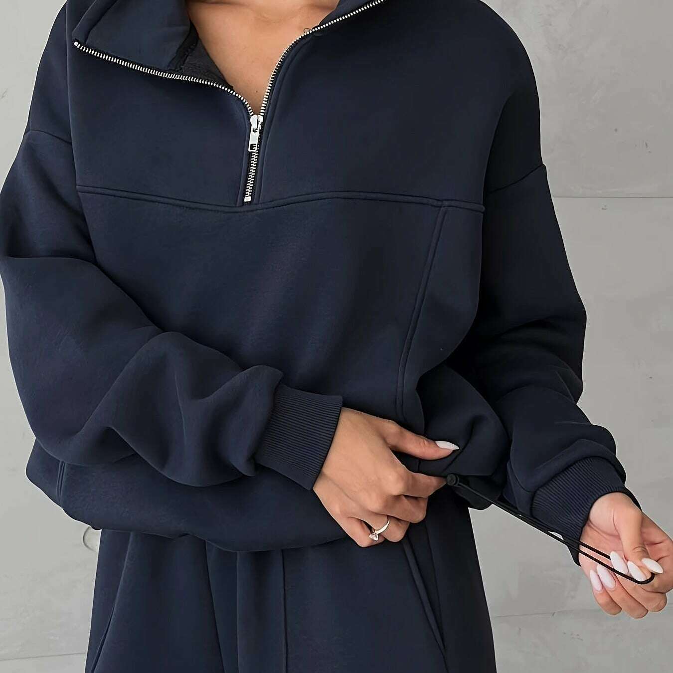 2024 Fall Fashion Stitching Padded Long Sleeve Sweater & Trousers Set