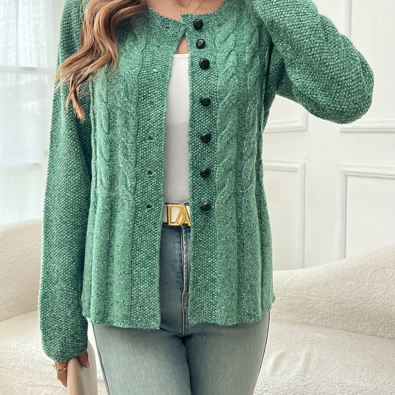 LUNE Front Button Cardigan – Casual Long Sleeve