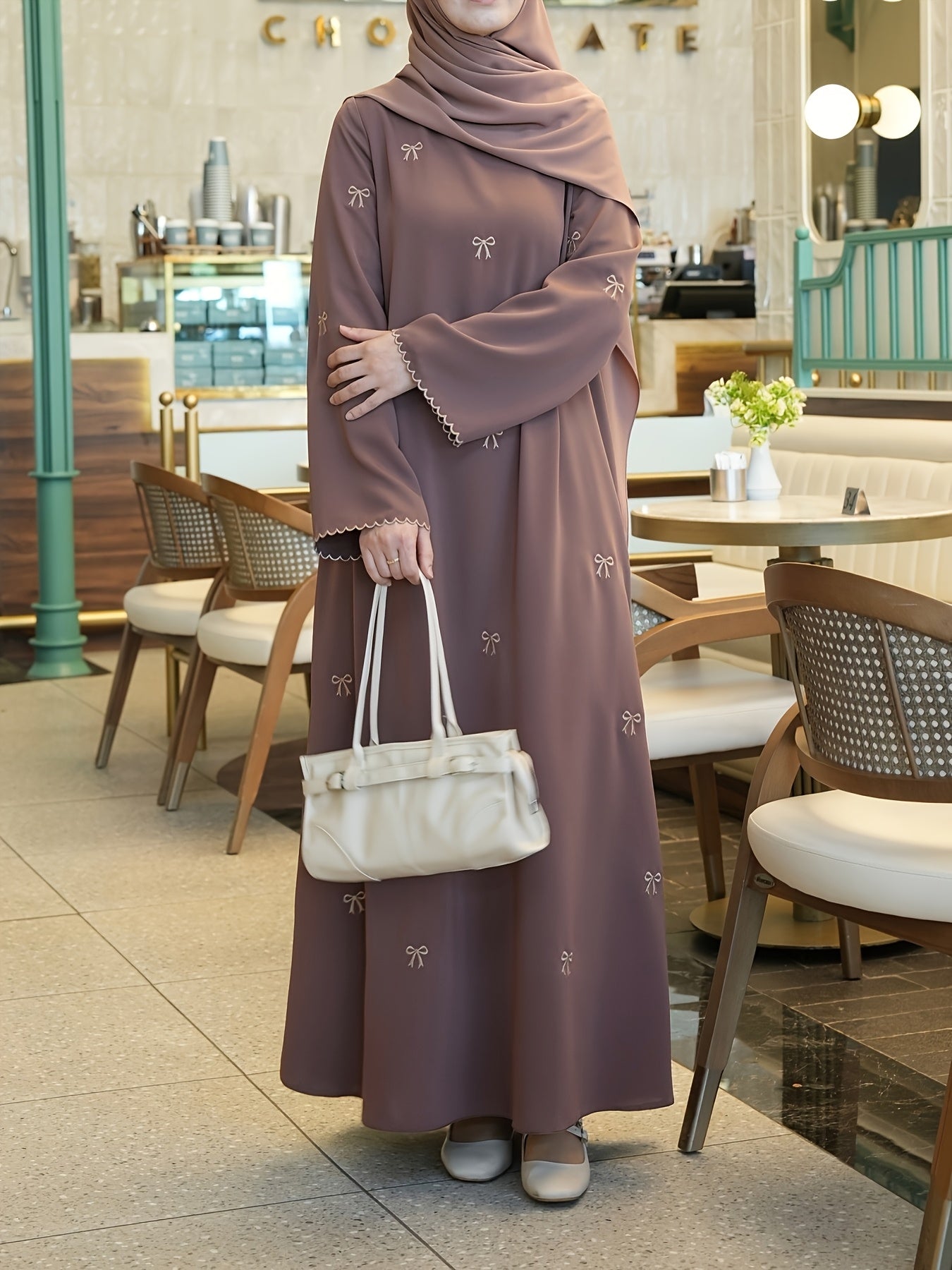 Women's Elegant Islamic Abaya Maxab - Long Formal & Everyday Muslim Dress with Floor-Length Coverage, Non-Stretchy Fabric for Ramadan, Prayer, Travel - Modest Islamic Clothing (Headscarf Not Included), Muslim Clothes, Religio