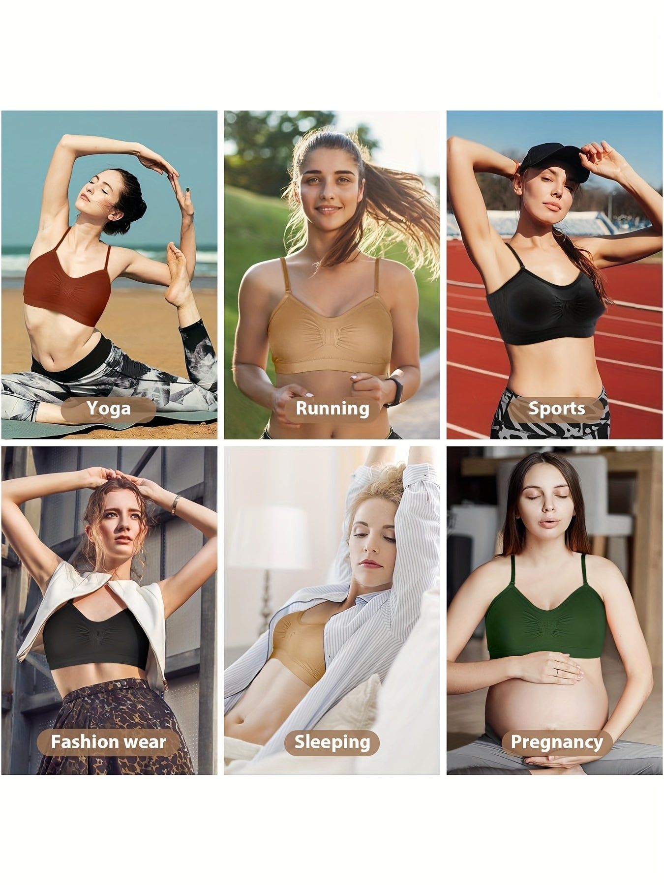4pcs V Neck Padded Bralette Cami Bra Wireless Tank Top Bra Sports Bra with Adjustable Straps