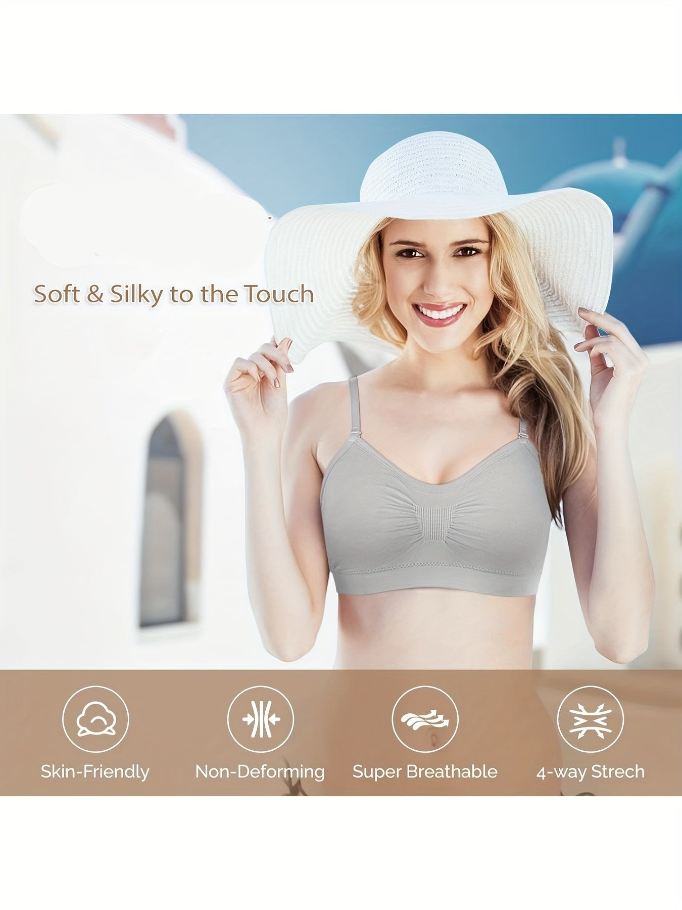 4pcs V Neck Padded Bralette Cami Bra Wireless Tank Top Bra Sports Bra with Adjustable Straps