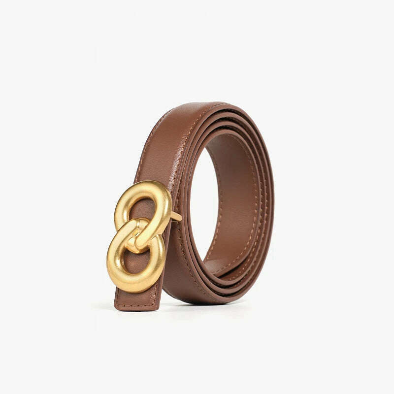 BEAUTODAY Cow Leather Belt with Symmetrical Buckle