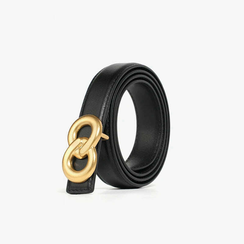 BEAUTODAY Cow Leather Belt with Symmetrical Buckle