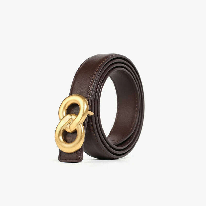 BEAUTODAY Cow Leather Belt with Symmetrical Buckle