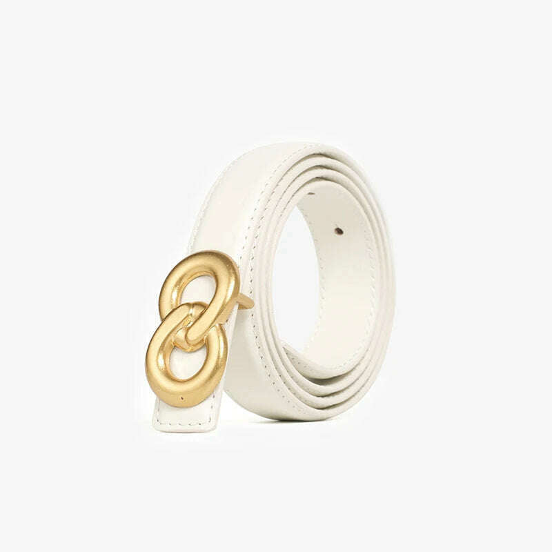 BEAUTODAY Cow Leather Belt with Symmetrical Buckle
