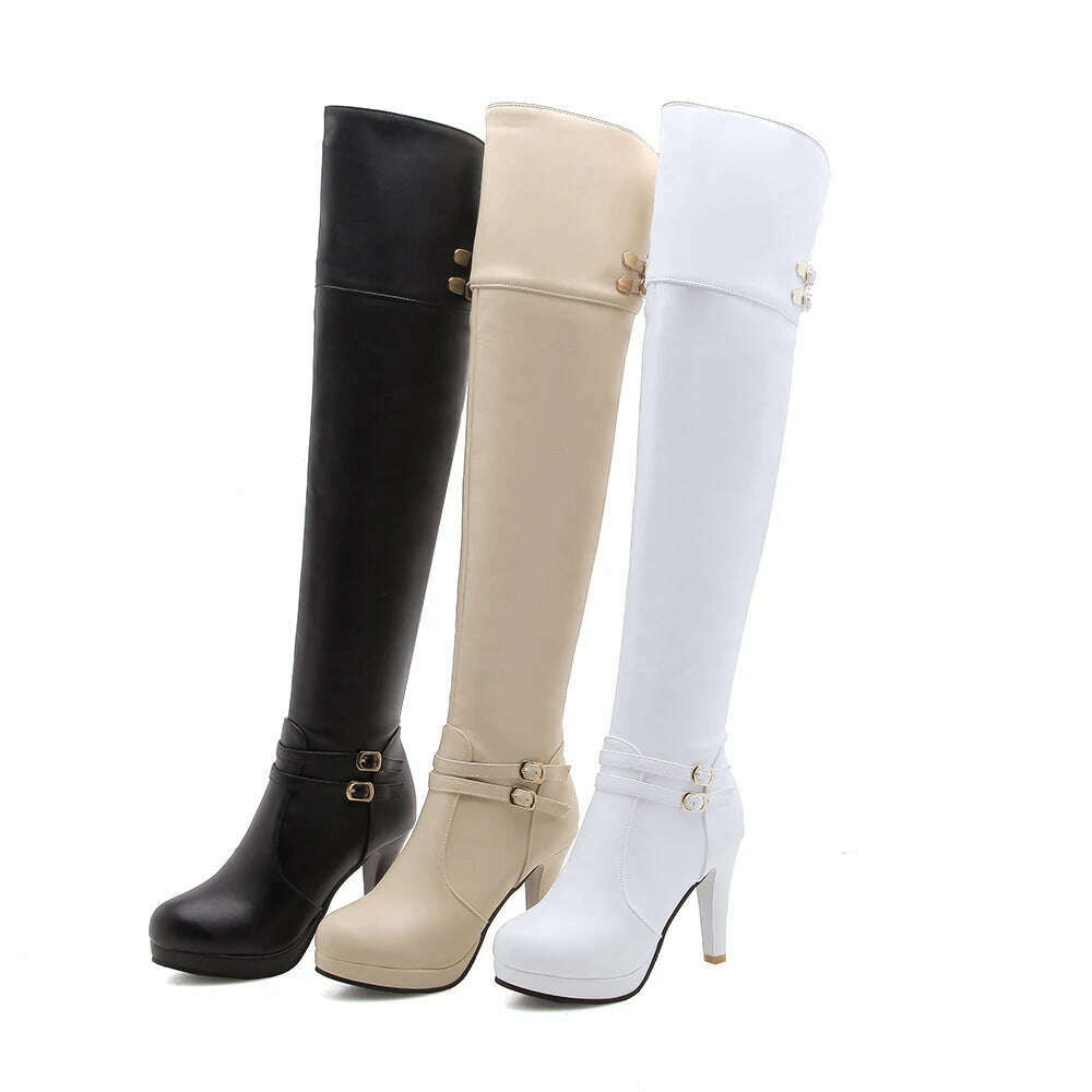Sgesvier Black High Heels Over-the-Knee Boots