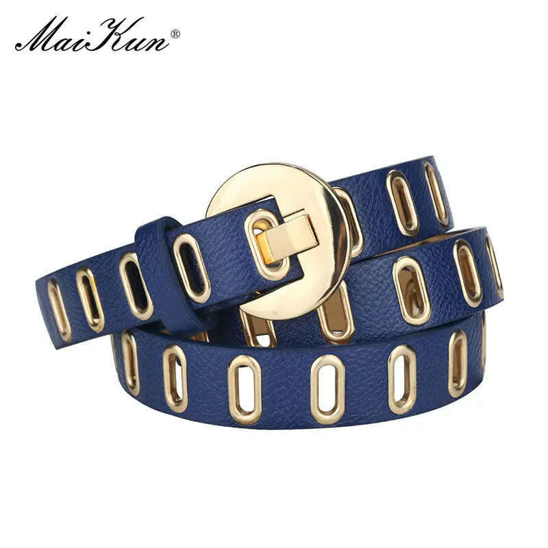 Maikun Grunge Women’s PU Leather Belt with Alloy Pin Buckle
