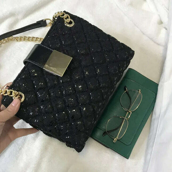 Lace Women's Handbag Diamond Pattern Chain Shoulder Bag