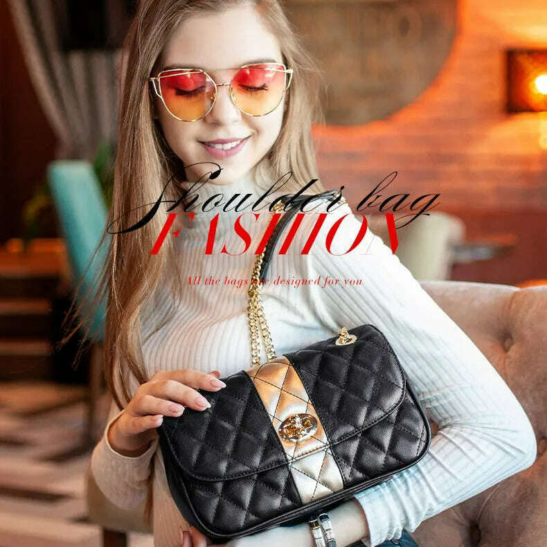 FOXER Women’s Crossbody Bag Diamond Lattice Split Leather