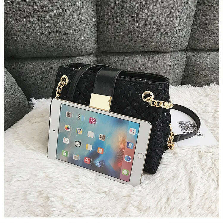Lace Women's Handbag Diamond Pattern Chain Shoulder Bag
