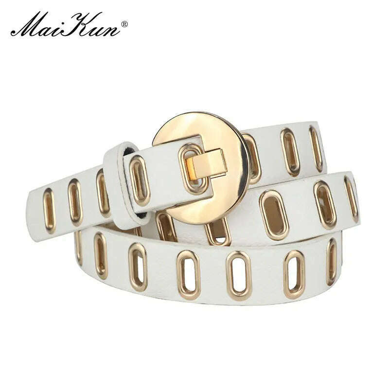 Maikun Grunge Women’s PU Leather Belt with Alloy Pin Buckle