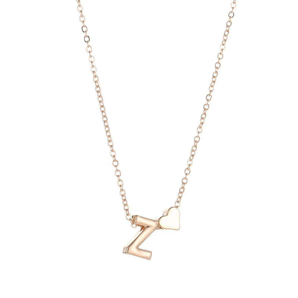SUMENG Fashion Tiny Heart Dainty Initial Necklace Gold Silver Color Letter Name Choker For Women Pendant Jewelry Gift