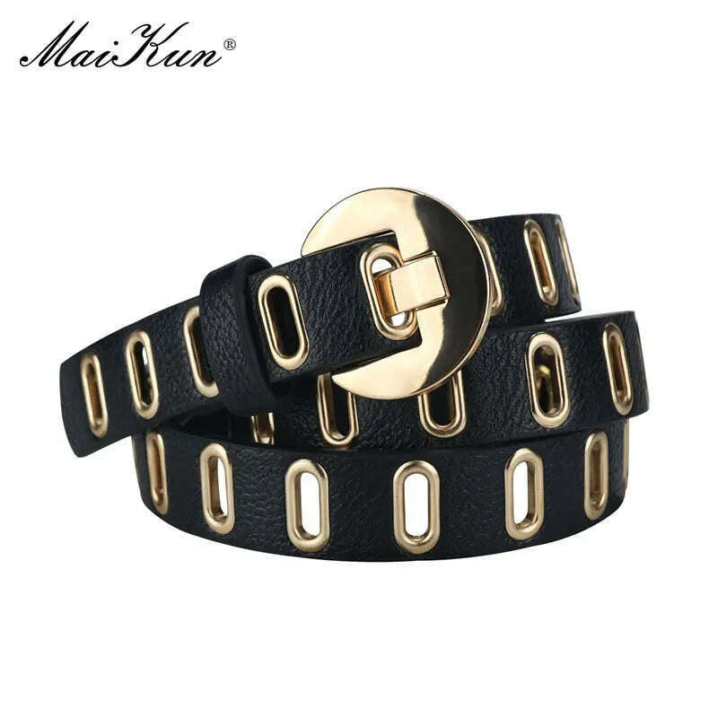 Maikun Grunge Women’s PU Leather Belt with Alloy Pin Buckle