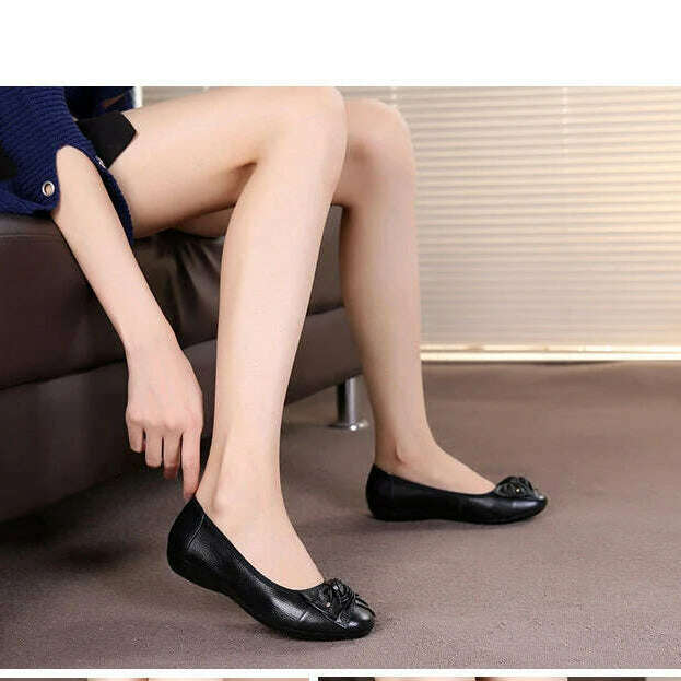 WOIZGIC Women's Leather Loafers - Comfy Slip-On Shoes