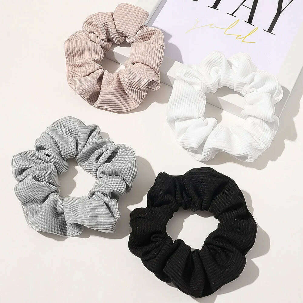 Striped Elastic Hair Scrunchies (Set of 4)