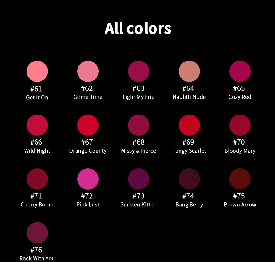 CHARMACY 16-Color Waterproof Matte Lipstick