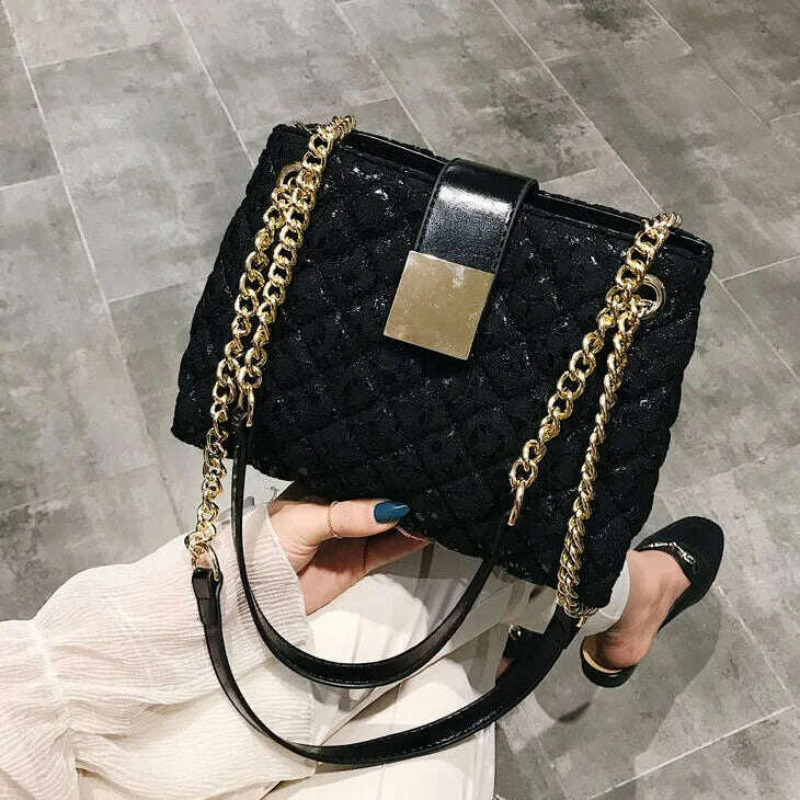 Lace Women's Handbag Diamond Pattern Chain Shoulder Bag