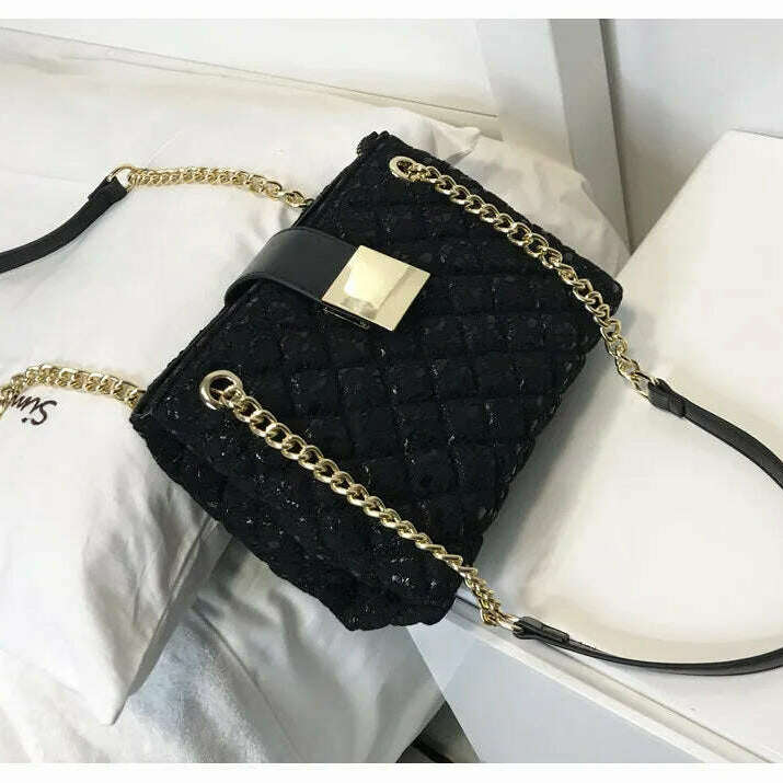 Lace Women's Handbag Diamond Pattern Chain Shoulder Bag