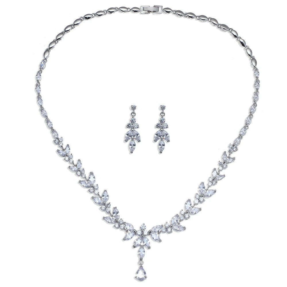 Emmaya Exquisite Jewelry Sets For Women Wedding Party Accessories Cubic Zircon Stud Earrings & Necklace Gift