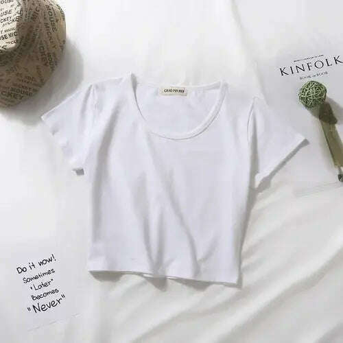 2023 Summer T-Shirt: Short Sleeve, O-Neck Crop Top - D&M Boutique