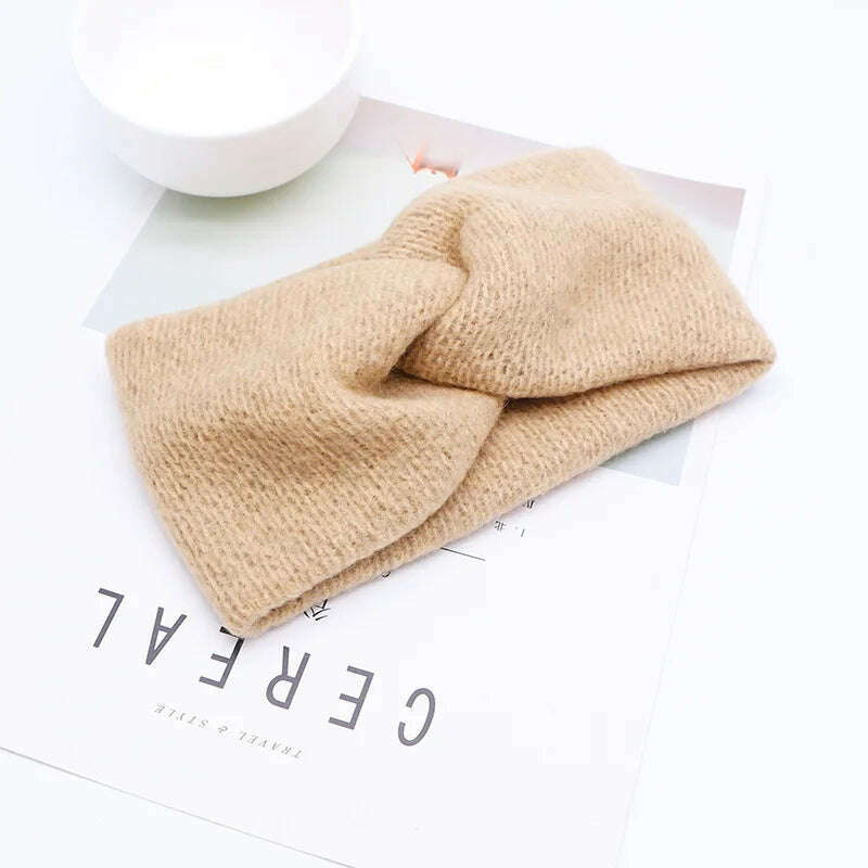Korean Winter Wide Knitting Cross Headband