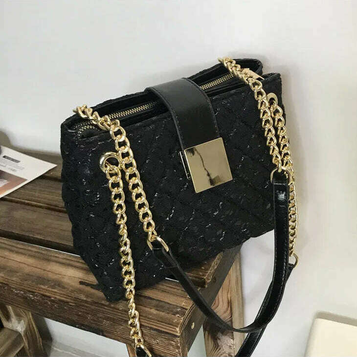 Lace Women's Handbag Diamond Pattern Chain Shoulder Bag