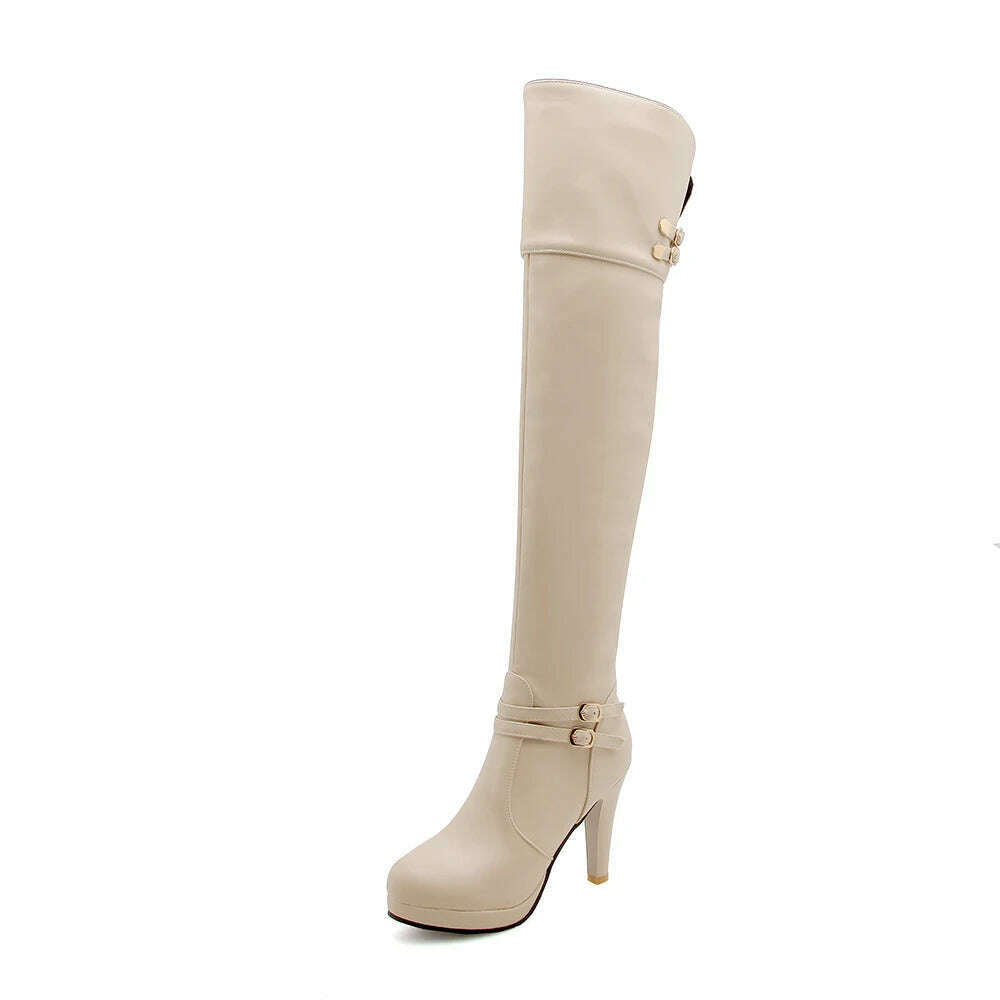Sgesvier Black High Heels Over-the-Knee Boots