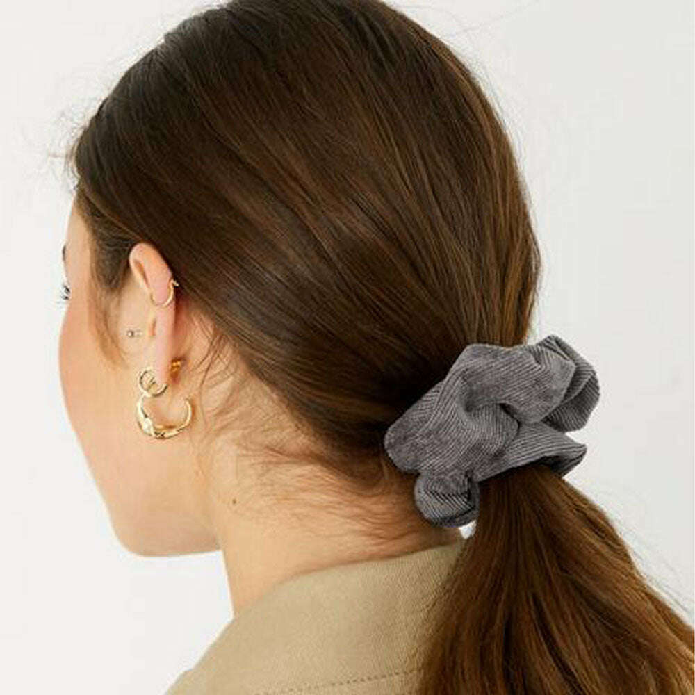 Cord Scrunchie Autumn Winter Corduroy Solid Fabric Scrunchies Set Elastic Hair Bands Fashion Ponytail Hair Tie Rope Headwear 3PK