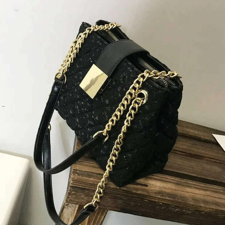 Lace Women's Handbag Diamond Pattern Chain Shoulder Bag