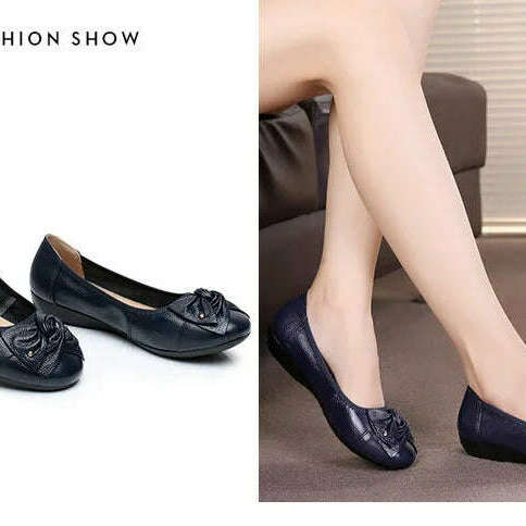 WOIZGIC Women's Leather Loafers - Comfy Slip-On Shoes