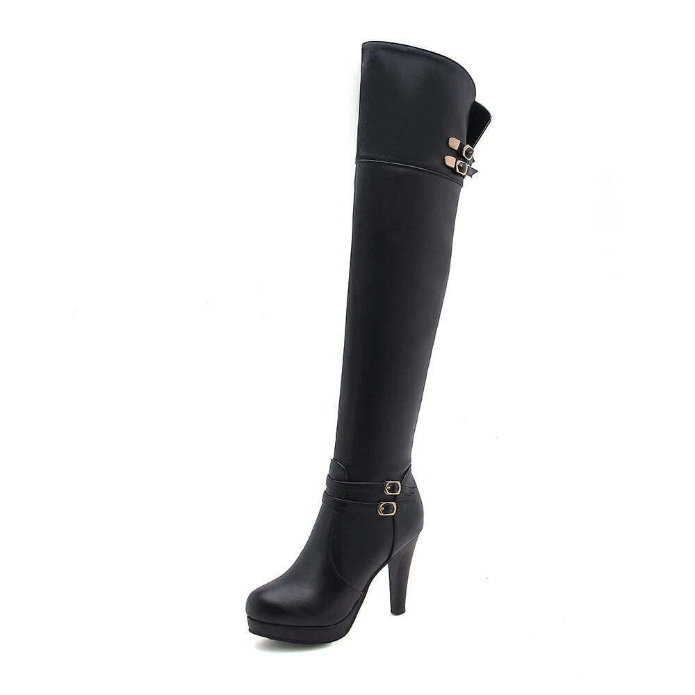 Sgesvier Black High Heels Over-the-Knee Boots
