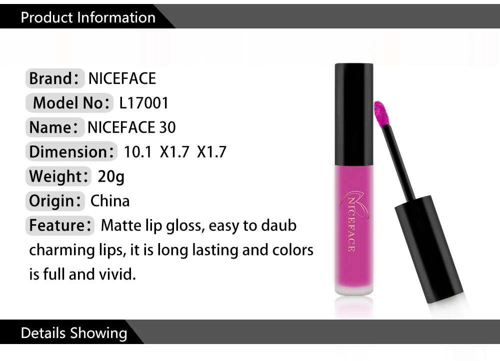 NICEFACE Nude Matte Liquid Lipstick