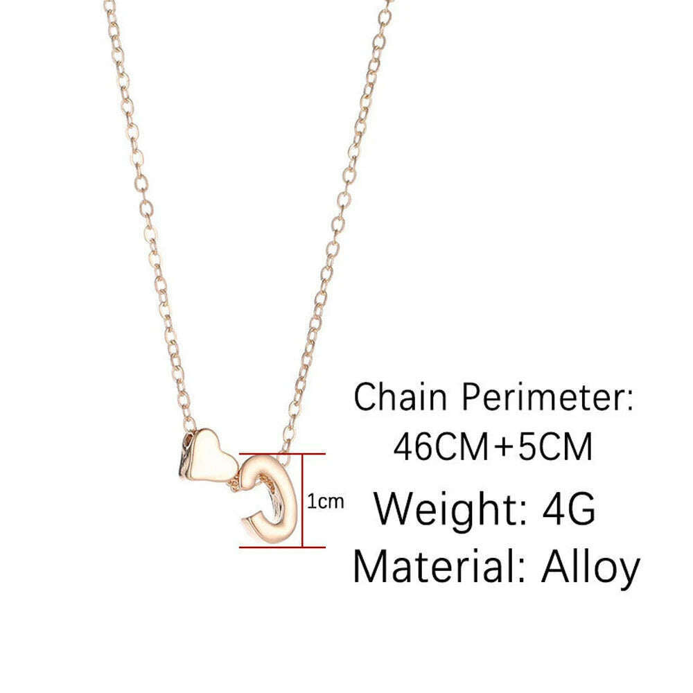 SUMENG Fashion Tiny Heart Dainty Initial Necklace Gold Silver Color Letter Name Choker For Women Pendant Jewelry Gift