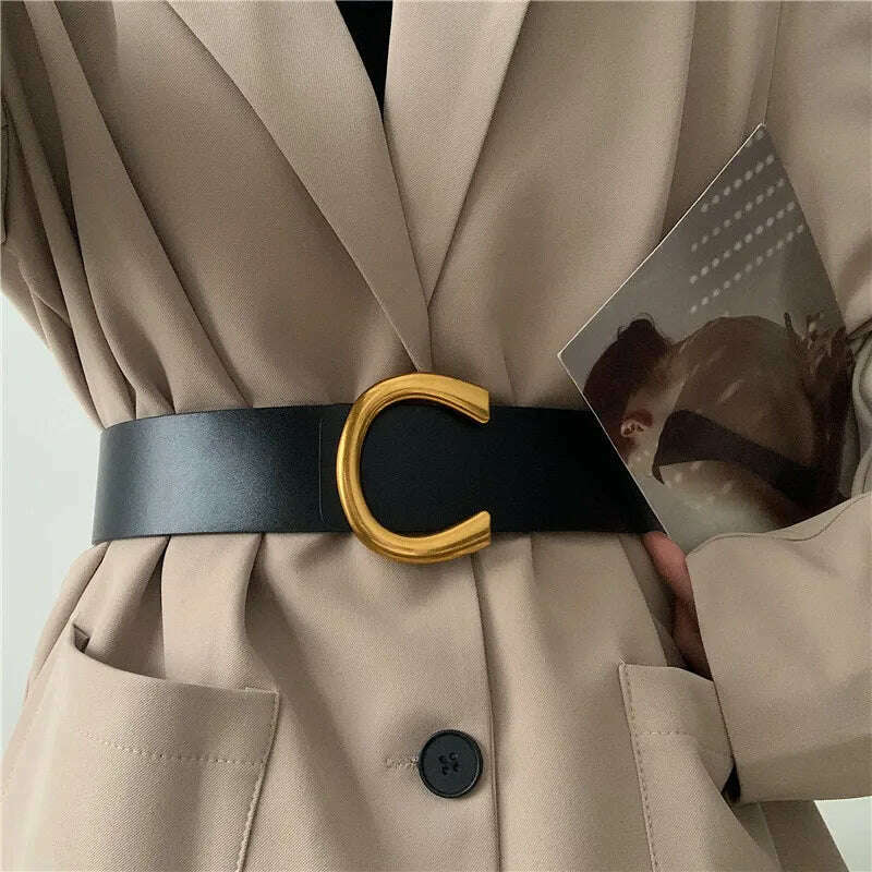 Punk Vintage Big Buckle PU Leather Belt for Women
