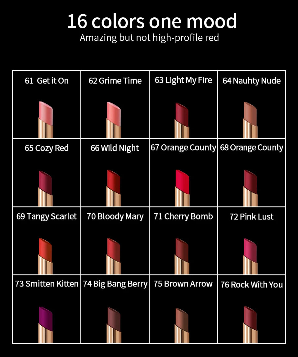 CHARMACY 16-Color Waterproof Matte Lipstick