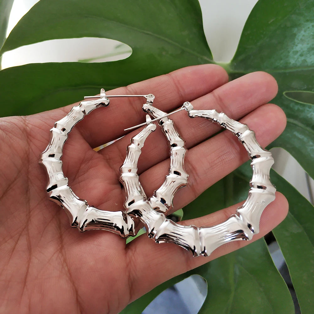 SoHot Trendy Bamboo Hoop Earrings