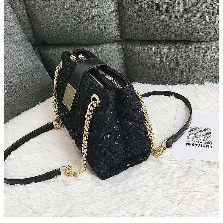Lace Women's Handbag Diamond Pattern Chain Shoulder Bag