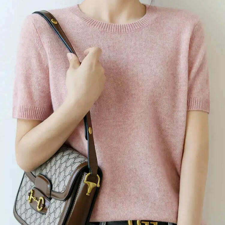 New Short-Sleeved Knit T-Shirt Women O-Neck Pullover Top - D&M Boutique