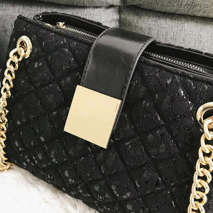 Lace Women's Handbag Diamond Pattern Chain Shoulder Bag