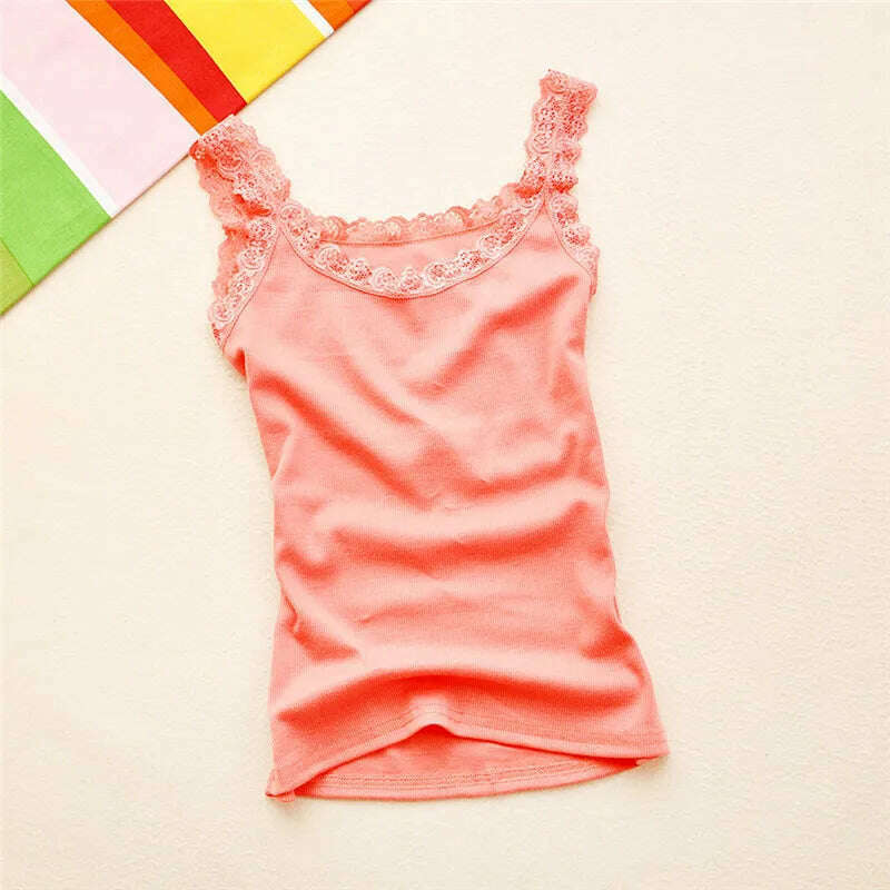 Lace Patchwork Tank Top – Sleeveless, Bodycon Fit - D&M Boutique